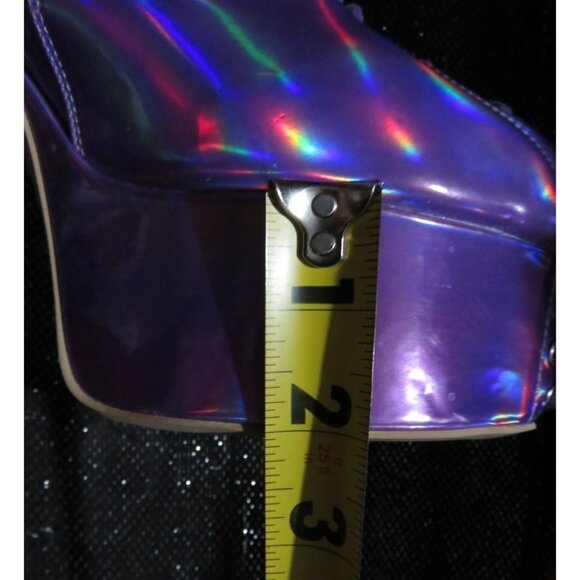 Frankie Hsu Purple Hologram Oil Slick Platform lace Boots Patent vegan leather - Picture 12 of 14
